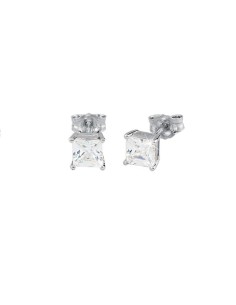 Pendientes de plata con circonita cuadrada talla princesa