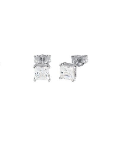 Pendientes de plata con circonita cuadrada talla princesa