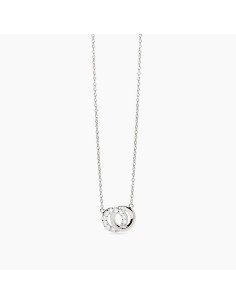 Collar de plata con dijes de círculos entrelazados y circonitas