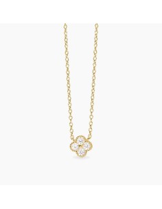Collar de flor chapado en oro con circonitas