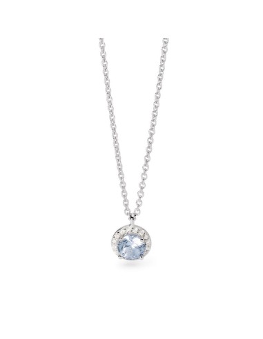 Collar de plata con piedra azul y halo de circonitas