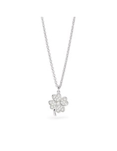 Collar de plata trébol de cuatro hojas con circonitas