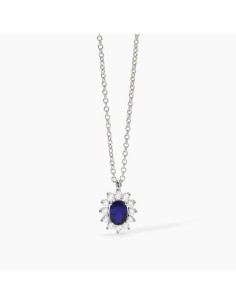 Collar de plata con piedra azul tipo zafiro y circonitas