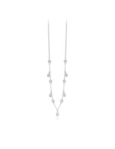 Collar en Y de plata con circonitas blancas