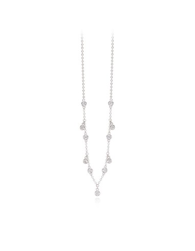 Collar en Y de plata con circonitas blancas