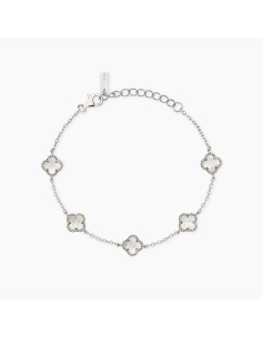 Pulsera trébol blanco – Plata de ley con estilo atemporal