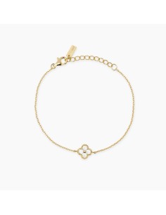 Pulsera flor dorada en plata de ley con circonitas – Brillo discreto y diseño refinado