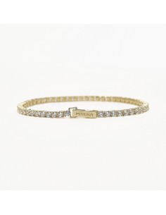 Pulsera tipo tennis de plata de ley con chapado en oro y circonitas engastadas