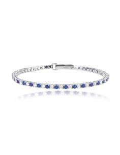 Pulsera tenis de plata con circonitas azules y blancas