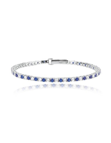 Pulsera tenis de plata con circonitas azules y blancas