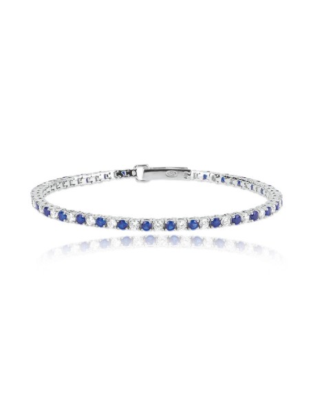 Pulsera tenis de plata con circonitas azules y blancas