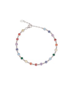 Pulsera de plata con circonitas multicolor en bisel