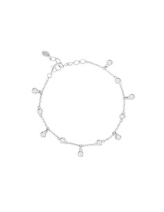 Pulsera de plata con circonitas colgantes en bisel