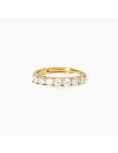 Anillo de plata chapado en oro con circonitas transparentes