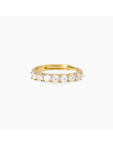 Anillo de plata chapado en oro con circonitas transparentes