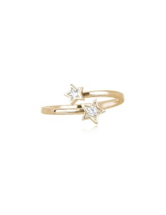 Anillo de plata chapado en oro con estrellas y circonitas transparentes