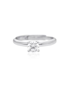 Anillo solitario de plata con circonita transparente