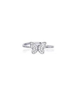 Anillo de plata con mariposa pavé de circonitas transparentes