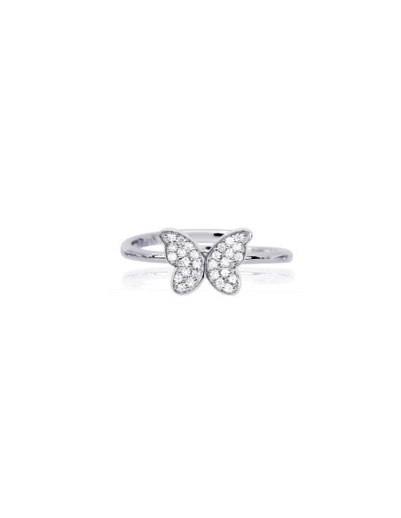 Anillo de plata con mariposa pavé de circonitas transparentes