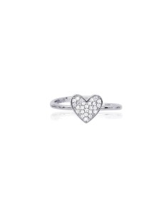 Anillo de plata con corazón pavé de circonitas transparentes