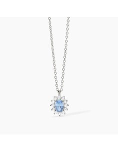 Collar de plata 925 con aguamarina sintética ovalada y circonitas blancas - Mabina Gioielli 2