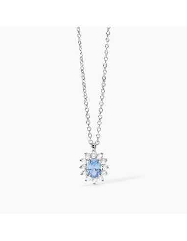 Collar de plata 925 con aguamarina sintética ovalada y circonitas blancas - Mabina Gioielli