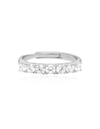 Anillo ajustable de plata 925 con siete circonitas - Mabina Gioielli