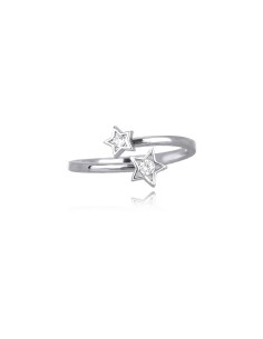 Anillo de plata con estrellas y circonitas transparentes