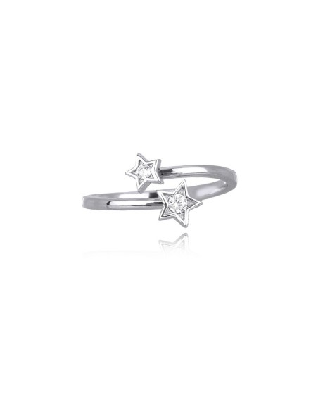 Anillo de plata con estrellas y circonitas transparentes