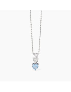 Gargantilla de plata 925 con corazones de circonitas y aguamarina sintética de la colección Lovely