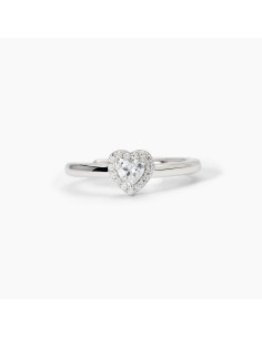 Anillo de plata con corazón y orla de circonitas transparentes 2