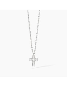 Colgante de plata con cruz de circonitas transparentes