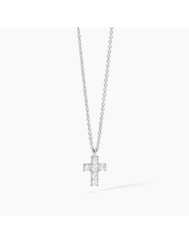 Colgante de plata con cruz de circonitas transparentes