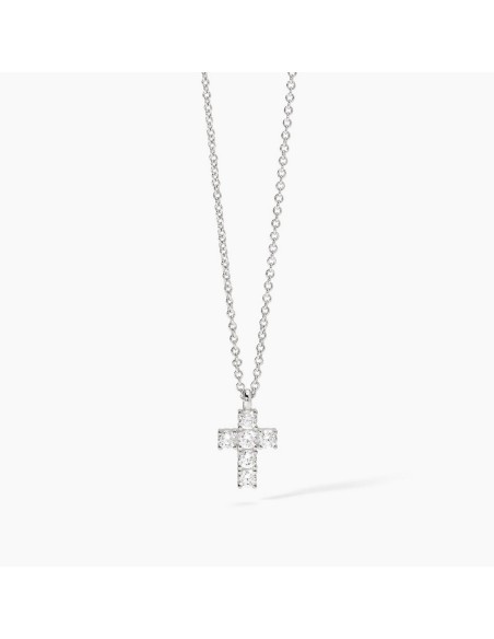 Colgante de plata con cruz de circonitas transparentes
