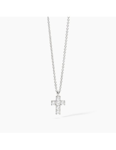 Colgante de plata con cruz de circonitas transparentes