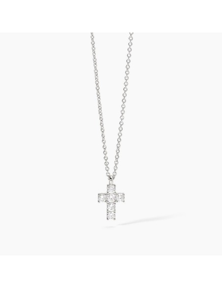 Colgante de plata con cruz de circonitas transparentes
