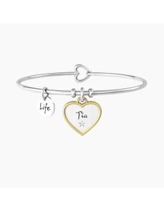 Pulsera rígida Kidult ES732228 “Tía te quiero” – Corazón de acero 316L con cristal