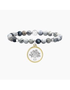 Pulsera elástica Kidult ES732226 “Árbol – Family” en acero y ágata