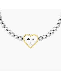 Pulsera elástica Kidult ES732211 “Mamá” – Corazón de acero con cristal 2
