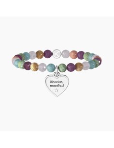 Pulsera Kidult ES732134 “Gracias Maestra” – Corazón de acero y piedras multicolor