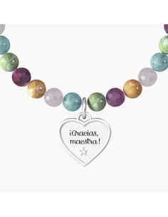 Pulsera Kidult ES732134 “Gracias Maestra” – Corazón de acero y piedras multicolor 2