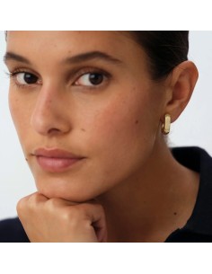 Pendientes criolla HAUSSMANN dorados – Geometría chic y sofisticación | Agatha París 2