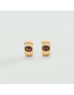 Pendientes largos HAUSSMANN dorados con esmalte marrón – Elegancia arquitectónica | Agatha París