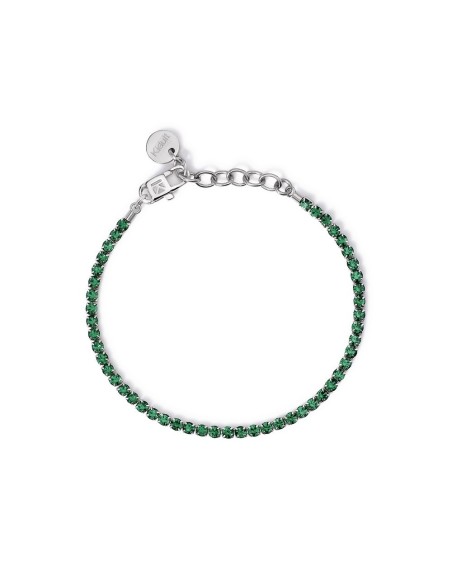 Pulsera Kidult Style 11 con cristales verdes ajuste 15,5‑18 cm en acero 316L