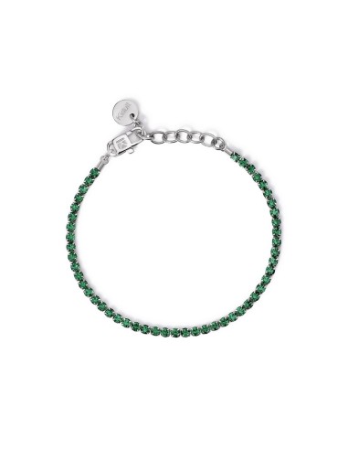Pulsera Kidult Style 11 con cristales verdes ajuste 15,5‑18 cm en acero 316L