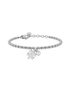 Pulsera Kidult Style 41 ajustable con esferas, cristales y colgante puzzle 9,5 × 13 mm