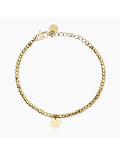 Pulsera Kidult Style 38 de acero 316L con PVD dorado y colgante trébol 2