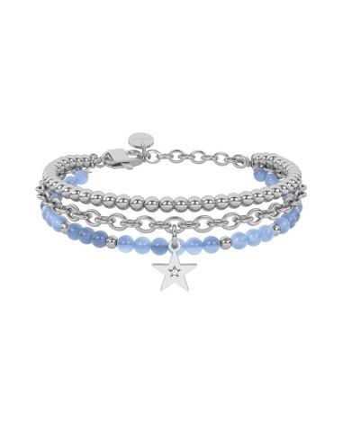 Pulsera Kidult Style 53 con jade azul y colgante estrella de cristal — ajustable 16‑19 cm