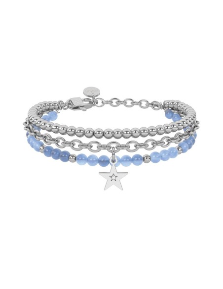 Pulsera Kidult Style 53 con jade azul y colgante estrella de cristal — ajustable 16‑19 cm