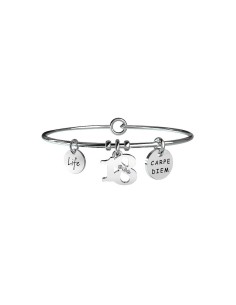 Pulsera rígida Kidult 18° Carpe Diem en acero 316L con grabado esmaltado y cristales 2